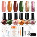 modelones Christmas Nail Polish Set 6 Colors, Red Green Pink Orange Glitter Quick Dry Mini Nail Lacquer Kit DIY Nail Art Manicure Gift for Women Girls ﻿