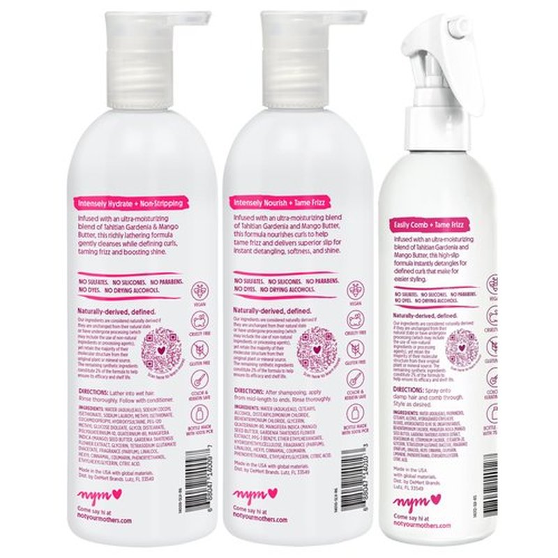 Not Your Mother's Naturals Moisturize & Enhance Curl Definition Shampoo, Conditioner, & Detangler (3-Pack) - Tahitian Gardenia Flower & Mango Butter