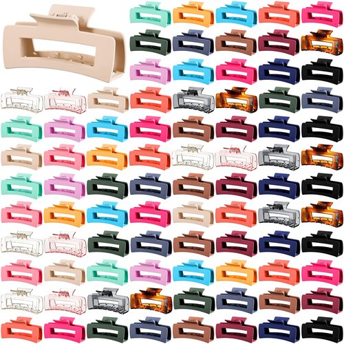 Hoteam 108 Pcs 4.1 Inch Large Hair Claw Clips Bulk Rectangular Big Hair Claws Matte Nonslip Banana Clip Plastic Barrettes for Women Gifts Accessories, 18 Colors