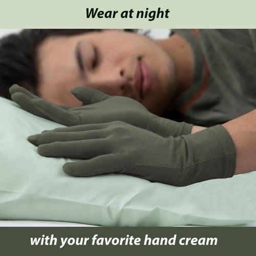 Bamboo Gloves for Eczema, Medium/Large, Women and Men, Dry Hands, Overnight Moisturizing Gloves, 3 Pairs