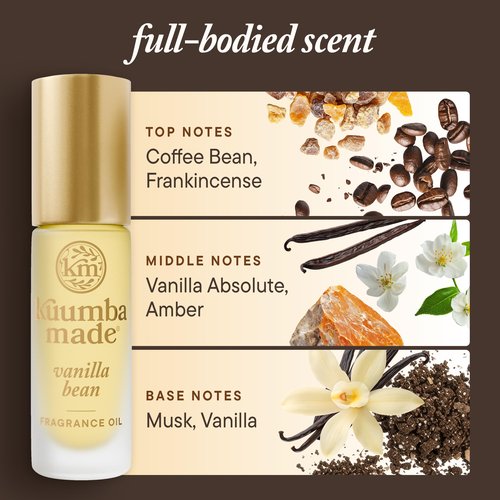 Kuumba Made Vanilla Bean Fragrance Oil, Long-Lasting Scented Oil Perfume Roller, Vegan, Alcohol-Free, 0.15 Fl Oz
