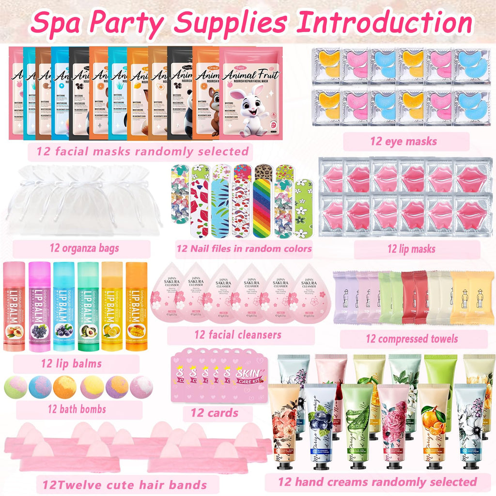 144 PCS Spa Party Supplies for Women,Spa Day Favors Essentials Include Face Masks Skincare, Lip Balm, Under Eye Patches, Foot Bath Bomb, Bulk Gifts For Women,Spa Kit Self Care