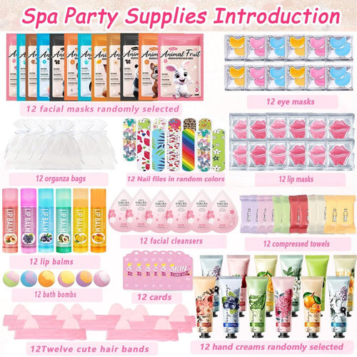 144 PCS Spa Party Supplies for Women,Spa Day Favors Essentials Include Face Masks Skincare, Lip Balm, Under Eye Patches, Foot Bath Bomb, Bulk Gifts For Women,Spa Kit Self Care