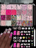 BANA ART Bow Nail Charms and Gems, 3D Candy Star Flower Lollipop Bows Pearl Charms for Nails Art Design, Alloy Cherry Butterfly Nail Charms DIY Craft Accessories for Valentine's Day Gift