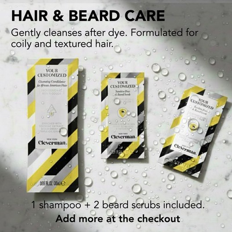 Cleverman Hair & Beard Dye Kit for Men, All-in-One Reusable Mens Hair Color, Natural Gray Coverage, Ammonia-Free Beard Mustache Dye for Men (Dark Brown for Black Men)
