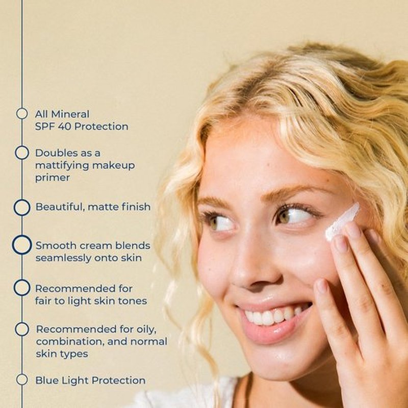 COTZ Face Prime & Protect Mineral Sunscreen - Broad Spectrum SPF 40 Facial Primer, 1.5 oz / 42.5 g