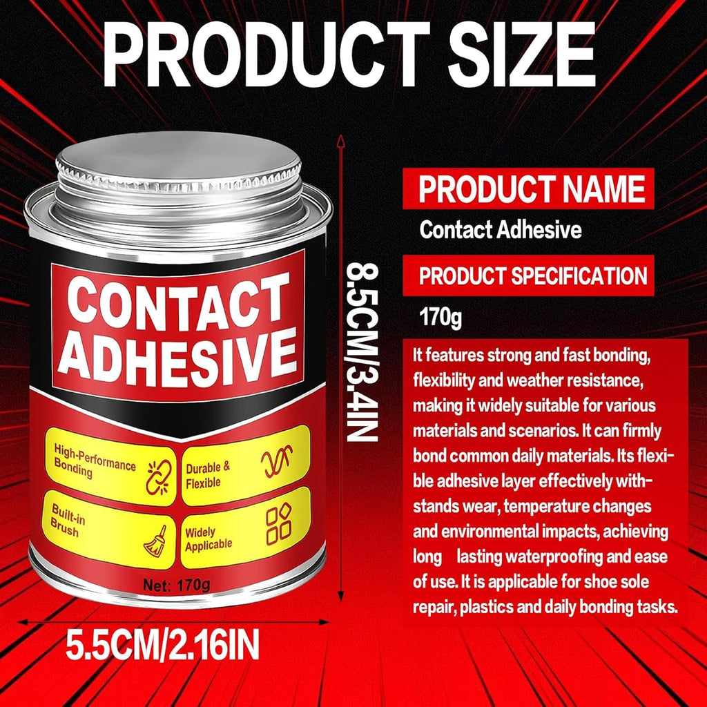 kuailaya 6 oz Contact Cement Adhesive, Contact Cement Glue Strong Instant Bonding Waterproof Flexible Good Weather Resistance Durable and Long-Lasting for Carpentry Shoe Repair and DIY Projects