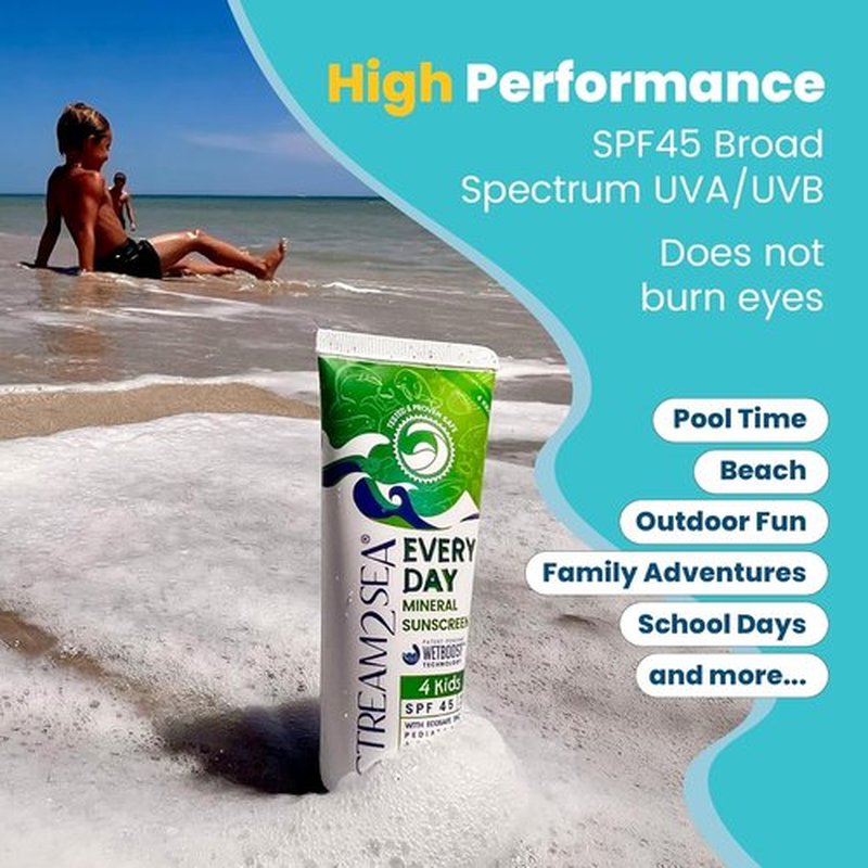Every Day Kids SPF 45 Mineral Sunscreen - Biodegradable, Paraben-Free & Reef Safe | 2.5 Fl Oz Non-Greasy Protection Against UVA & UVB