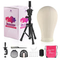 Wig Stand - Wig Stand with Head Canvas Wig Head with Mannequin Head for Wigs, Wig Head Stand Manikin Head Wig Head for Wigs Making Display with Wig caps, T Pins Set, Bristle Brush