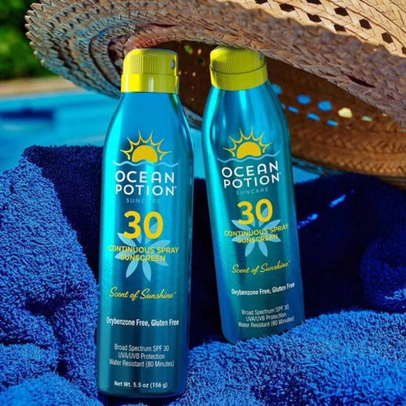 Ocean Potion Sun Care Continuous Sunscreen Spray SPF 30, Broad Spectrum UVA/UVB Protection Body Spray with Vitamin E & Aloe, Non-Greasy, Water-Resistant, 5.5 oz