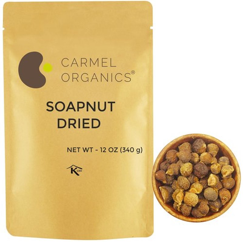 CARMEL ORGANICS Soapnut/Reetha Whole 12 Ounce | Pure Reetha Pods | Natural Hair Cleanser & Conditioner | Chemical-Free & Eco-Friendly, No Added Preservatives