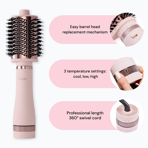 L'ANGE HAIR Multi-Volume Series Blow Dryer Brush | Interchangeable Hair Dryer Brush with Ionic Titanium Barrel for Smooth, Voluminous Styling | Black - Oval 60mm