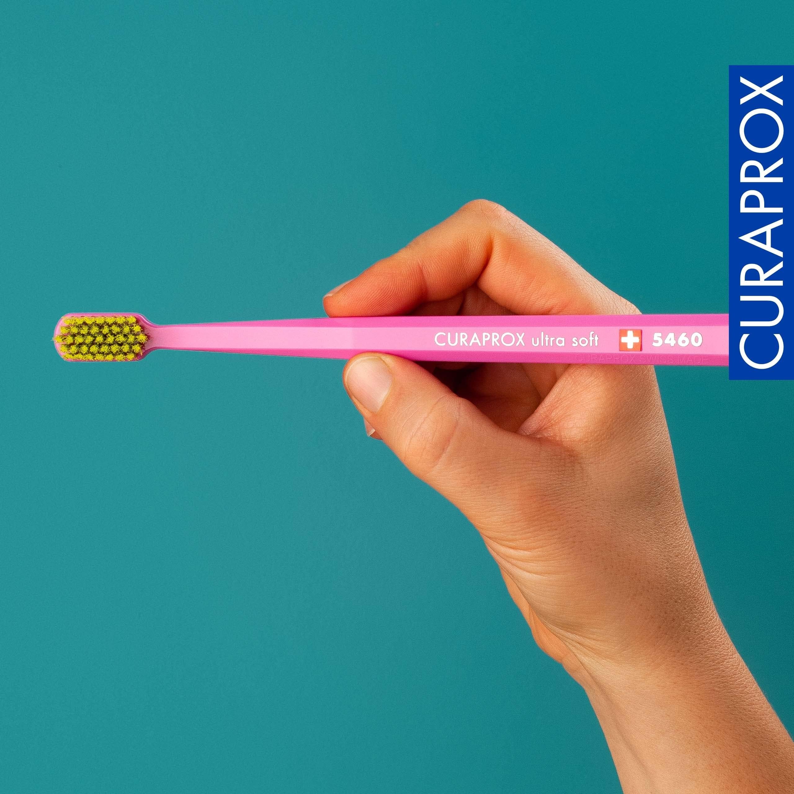 Curaprox CS 5460 Ultra-Soft Toothbrush – Adult Tooth and Gum Care | Super Soft Curen® Bristles for Gentle Cleaning | Blue-Pink, Single Pack