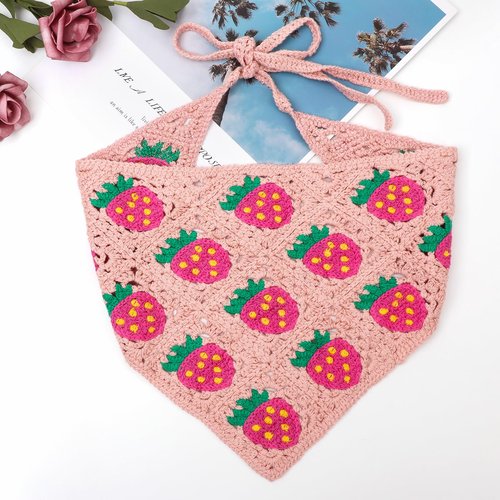 DRESHOW Floral Crochet Hair Bandana 2 PCS Tie Knotted Headscarf Vintage Headband Knitted Head Kerchief for Women & Girls