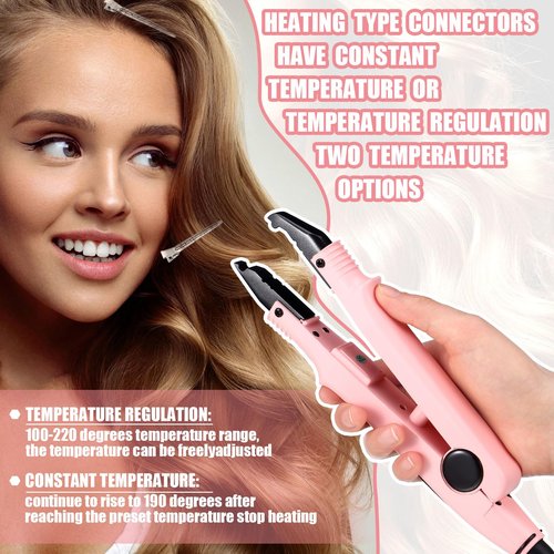 Lanties Hair Extensions Iron Fusion Keratin Hair Extensions Heat Tool Heat Connector Wand with Fusion Glue Protector Template Hair Clip Finger Protector 2 Bag Keratin Glue Granule Bead(Light Pink)