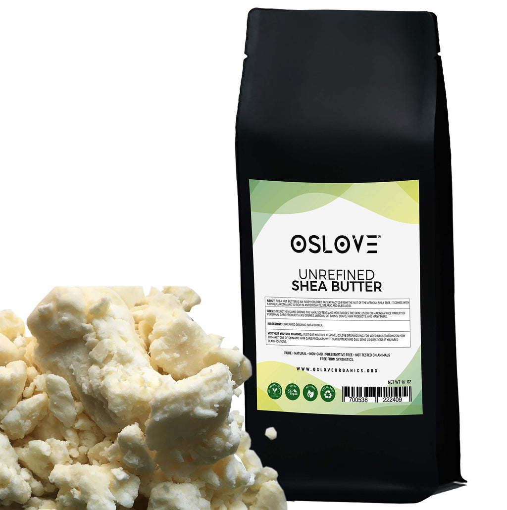 Oslove Organics Organic Unrefined Shea Butter 1 LB Unrefined, African,100% Pure, Non-GMO, Fresh and Creamy | Use for Body/Hair moisturizing butters, Lip balms, soap base, salves and deodorants