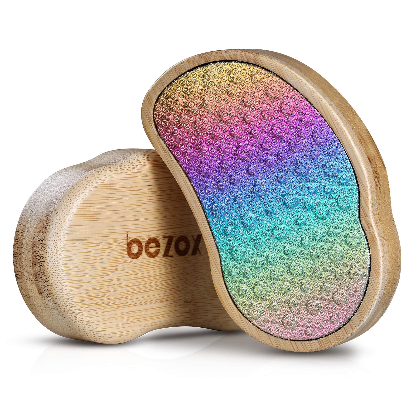 BEZOX Stainless Steel Pedi Egg Foot File Callus Remover for Dry and Wet Feet, Smooth Rough Skin, Plastic-Free Pedicure Tool Pumice Stone, Washable Foot Scrubber for Cracked Heels - Rainbow