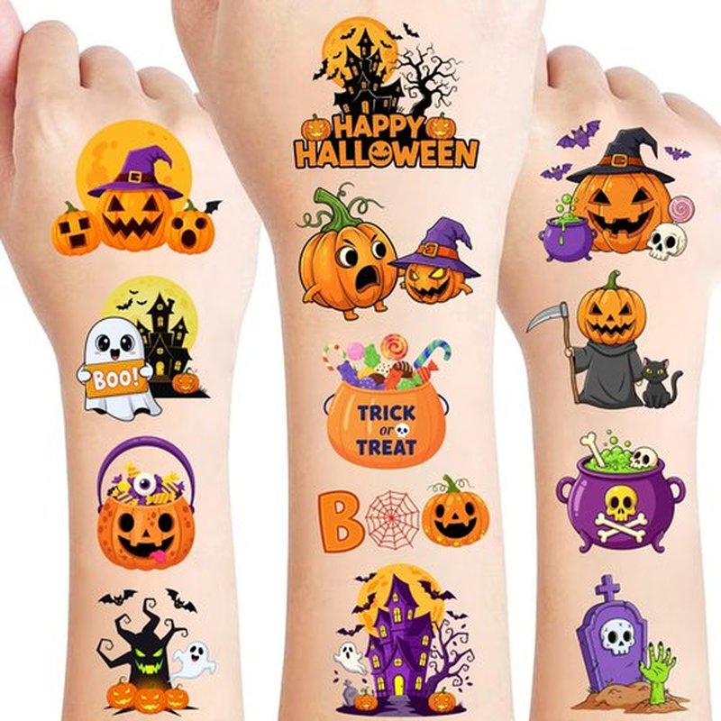 50 PCS Halloween Tattoos for Kids Party Decorations, Treats for Party Supplies Favors, Goodie Bag Stuffers Games for Boys Girls