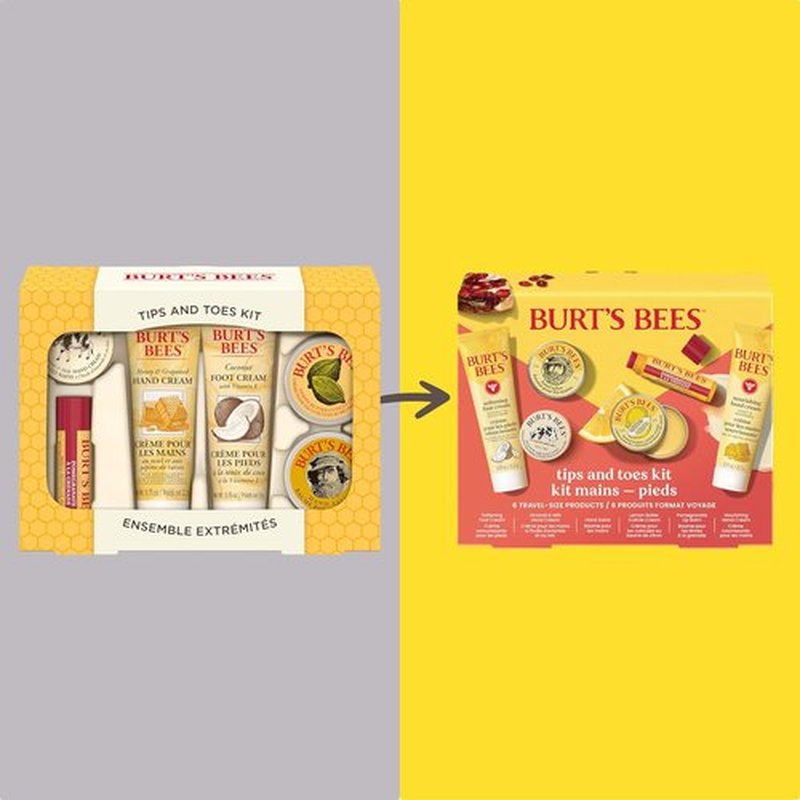 Burt's Bees Tips and Toes Gift Set - 6 Travel Size Essentials with Pomegranate Lip Balm & Creams