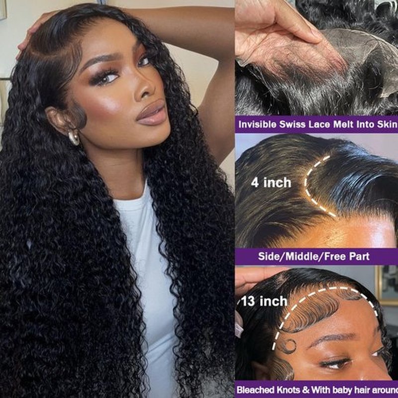 Momaksa 30 Inch Lace Front Wigs Human Hair Deep Wave 200% Density 13x4 HD Full Lace Frontal Wigs Human Hair 12A Pre Plucked Deep Wave Frontal Wig for Women Glueless Wigs Human Hair Natural Hairline
