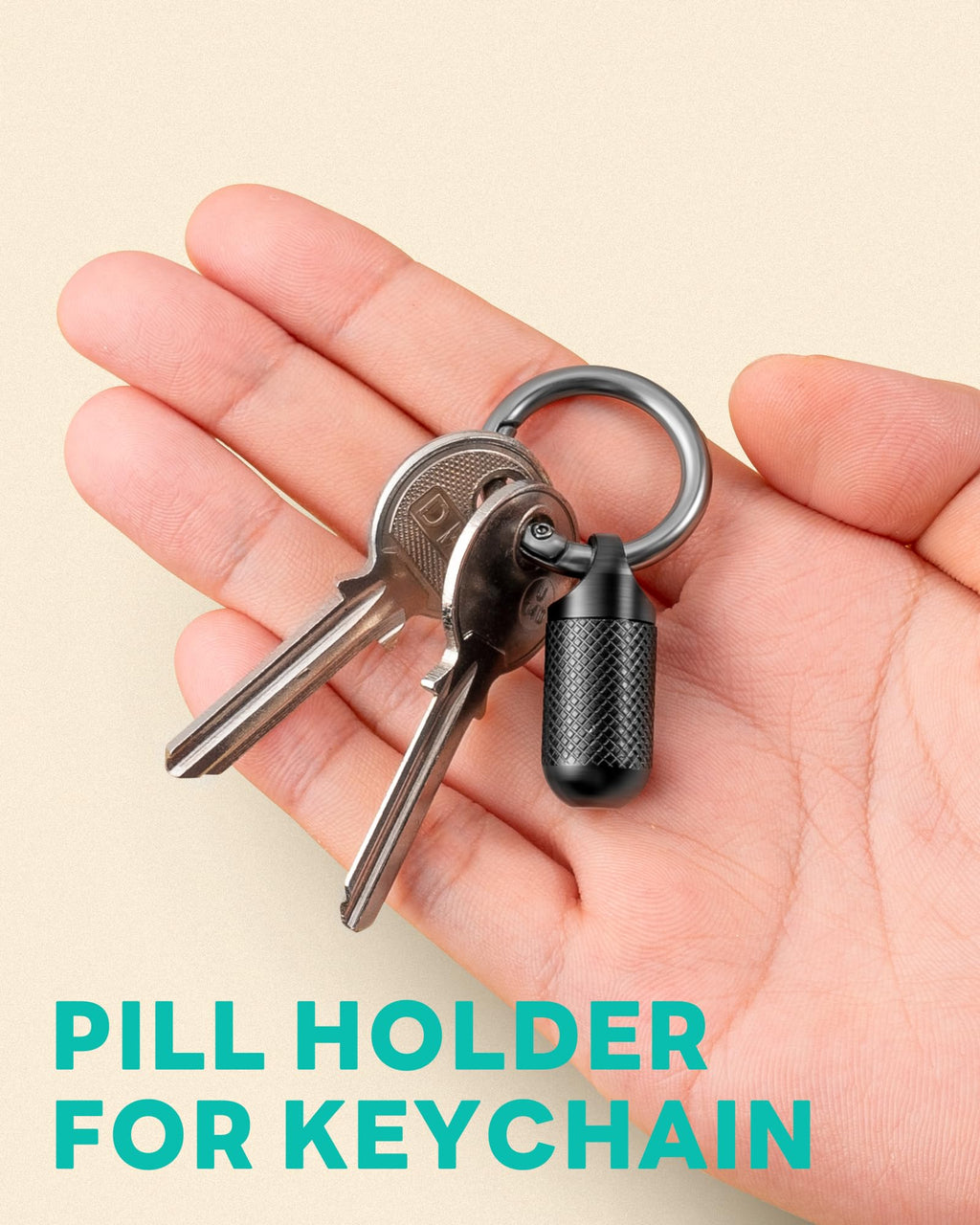 TISUR Small Keychain Pill Holder Case Titanium Pocket Pill Container