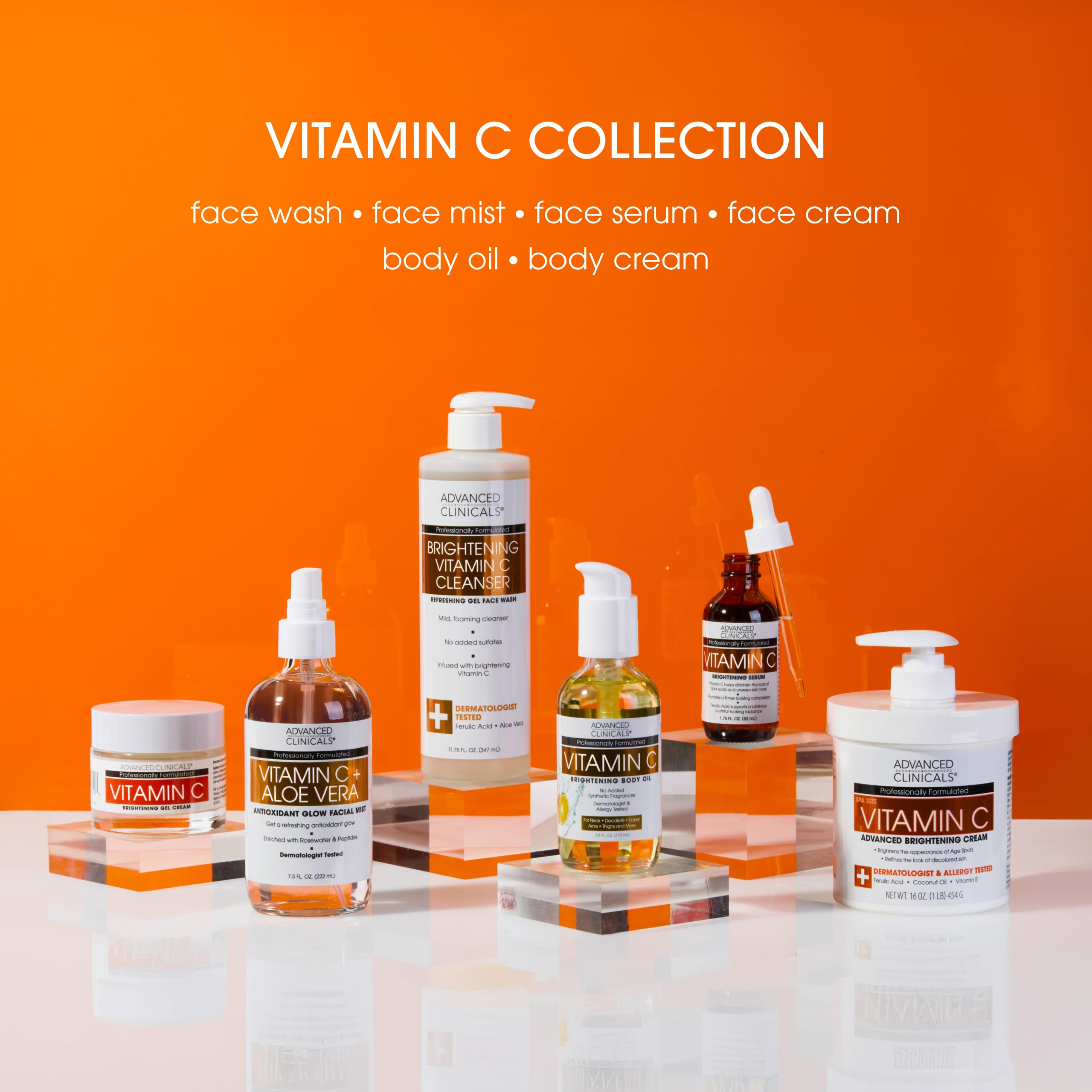Advanced Clinicals Vitamin C Cream Visibly Brightening Body Lotion | Vitamin C Moisturizer Skin Care Body Cream For Women & Men Visibly Improves Look Of Dark Spots & Uneven Skin Tone, W/Travel Size