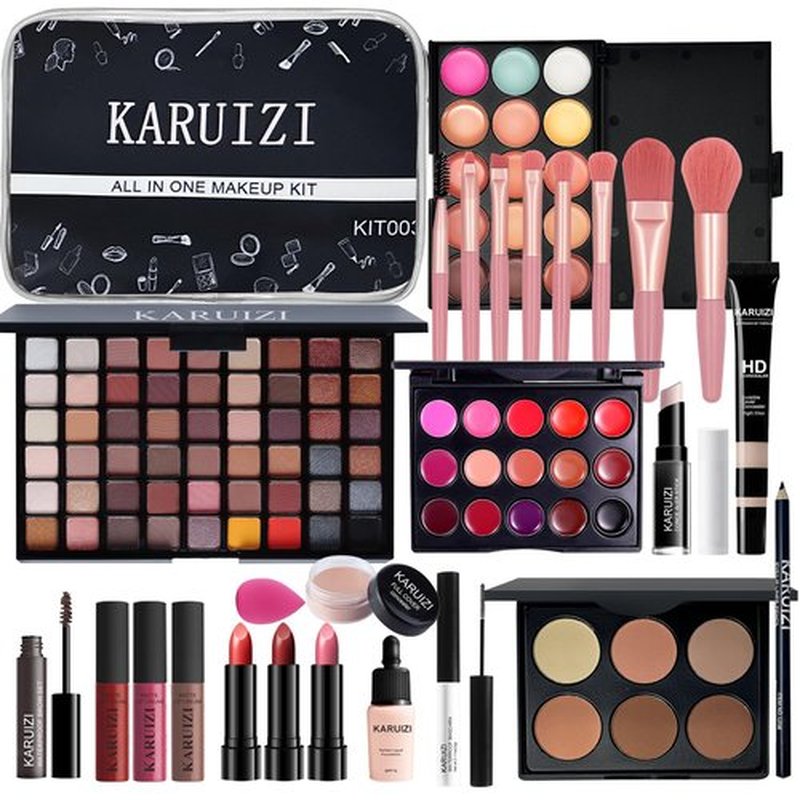 KARUIZI Makeup Kit All-in-one Makeup Gift Set for Women Full Kit Gift Set for Women,Girls & Teens,Eyeshadow Palette, Lip Gloss Set, Lipstick, Blush, Foundation, Concealer,Makeup Brush Set