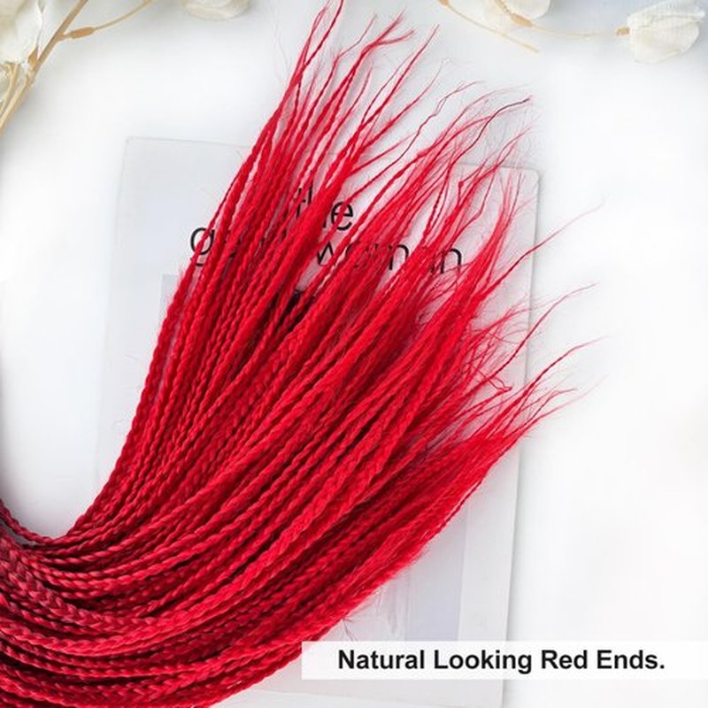 Ombre Red Crochet Braids Pre Looped 20 Inch T1B/red Box Braids Crochet Hair For African women Girl 6 Packs Small Size Crochet Box Braids Extension (Black to Red, 20 inch 6 packs)