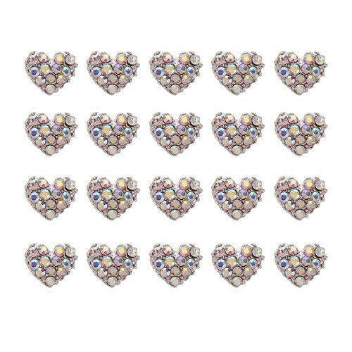 Beaupretty 20Pcs Heart Rhinestone Nail Art Decals 3D Flat Back Gems for Diy Manicure and Body Decoration