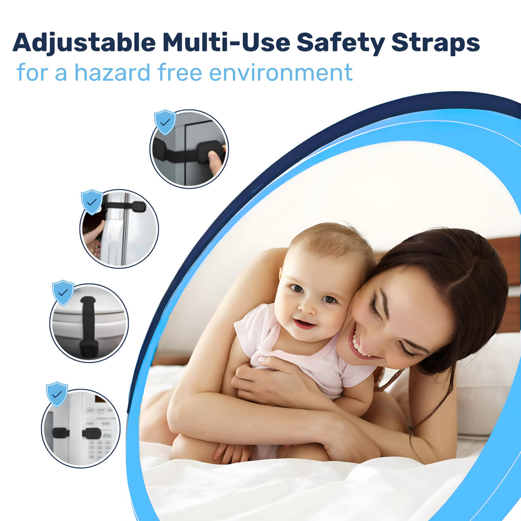 Baby Proof Me 24 Black Child Safety Latches, Cabinet Locks for Baby Proofing