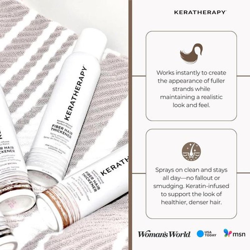 Keratherapy Keratin Infused Fiber Hair Thickener Spray - Medium Brown, 4 fl. oz. | Volumizing & Concealing Solution for Thinning Hair