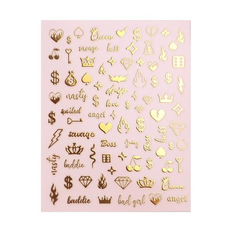 Impressed 5 Sheets Gold Holographic Nail Art Stickers - 500+ Small Customized Nail Decals for Fake Nail Design Decorations – Cute Salon Nails Accessories - Manicure Décor Supplies for Women and Men