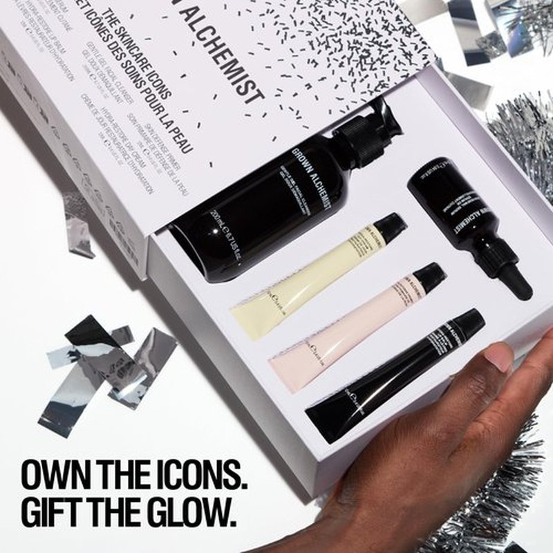 Grown Alchemist Skincare Icons Holiday Gift Set Kit, Hydra-Restore Lip Balm, Gentle Gel Facial Cleanser, Hydra-Restore Day Cream, Skin Renewal Serum & Skin Defense Primer. Hydrating & Anti-Aging Set