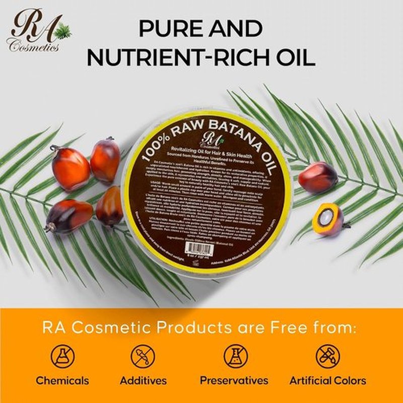 RA Cosmetics 100% Natural Unrefined Batana Hair Oil - Nourishing Moisturizer for Healthy Hair, 16 oz | Repair Damaged Hair