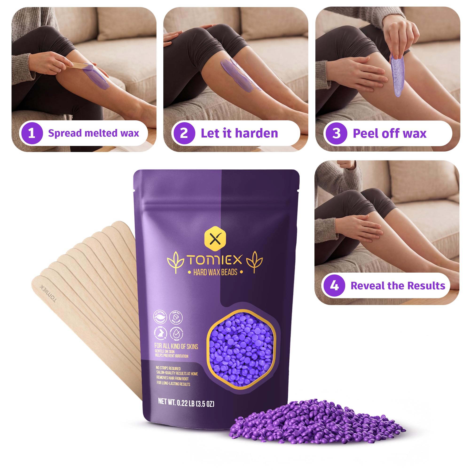 Waxing Kit for Hair Removal – Hard Wax Beads for Brazilian, Full Body, Face, Eyebrows, and Bikini Waxing – Ideal for Women, Men