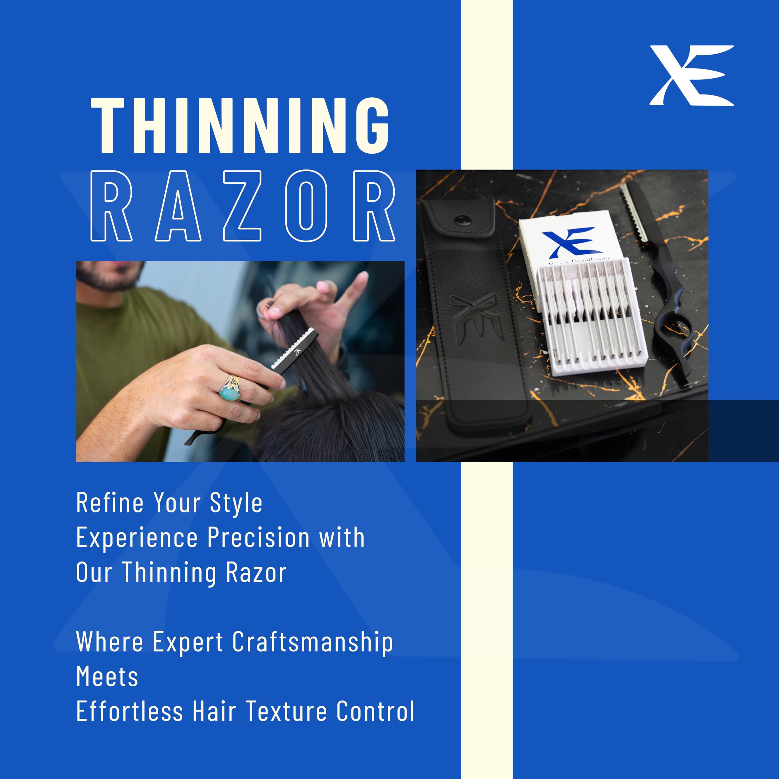 XE Hair Styling Barber Thinning Razor – Stainless Steel Thinning Comb, Ideal Feather Styling, Hair Texturizing and Layering for Salon and Home Use