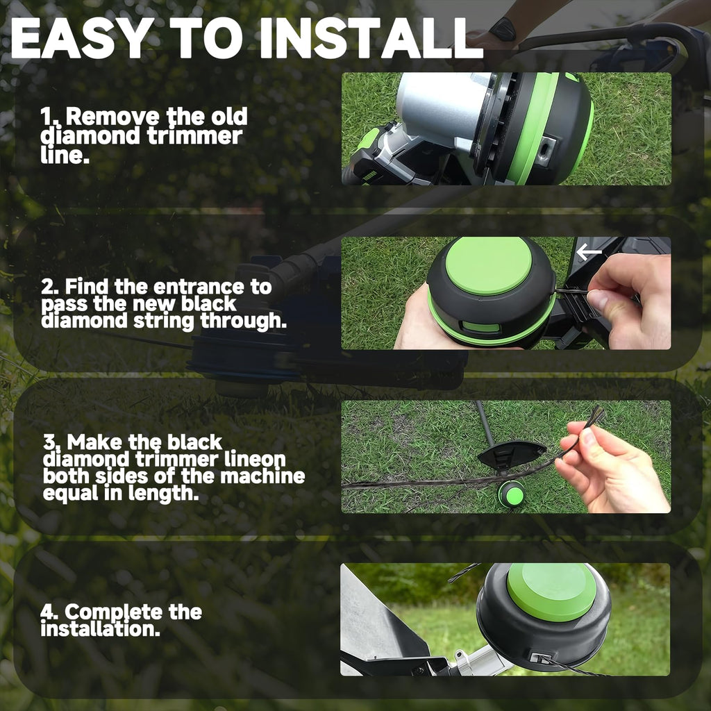 String Trimmer Line, 885ft 0.095" for Black Diamond Trimmer Weed Eater String Replacement, Premium Nylon Universal, Professional Twisted Weed Wacker String with Built-in Line Cutter (Upgraded version)