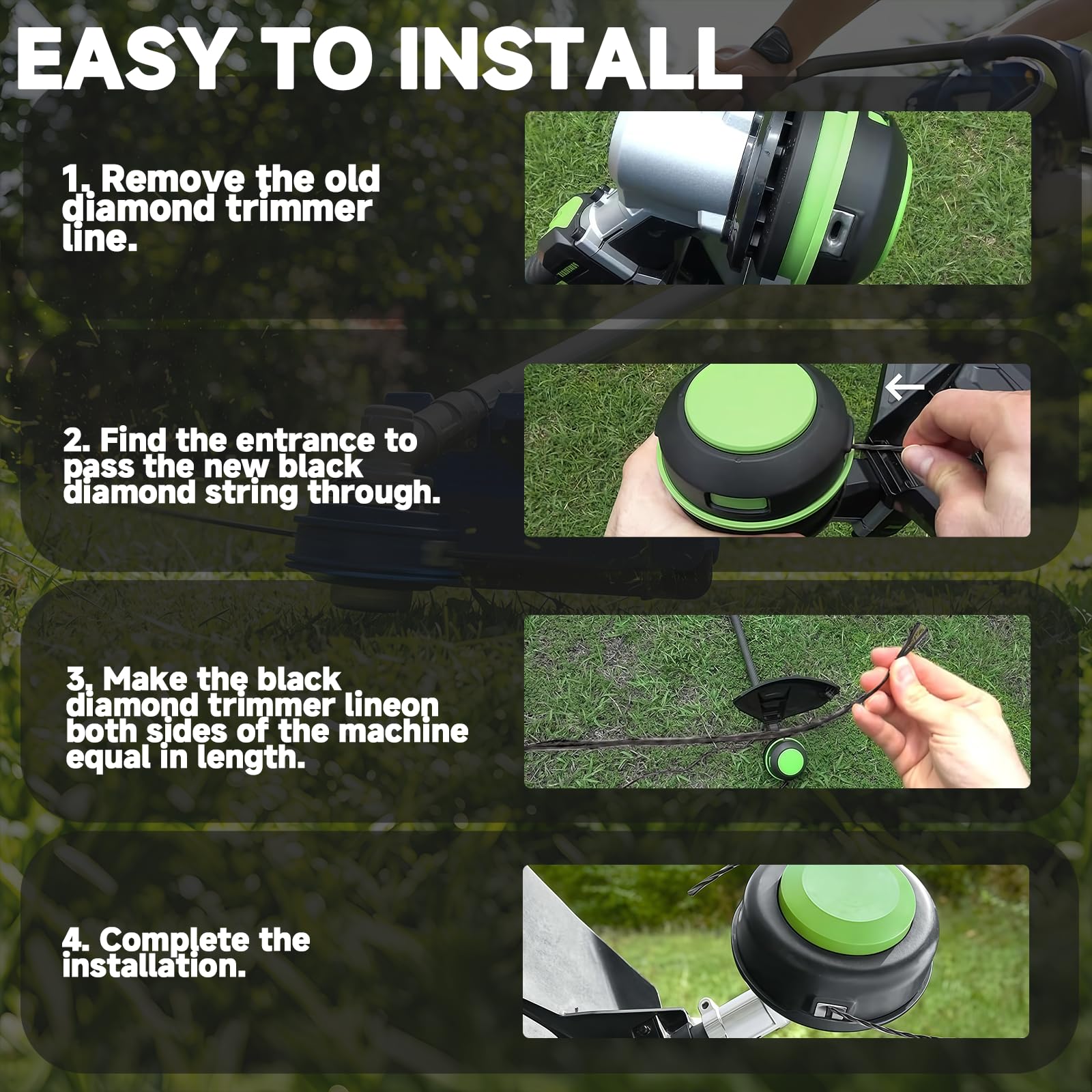 String Trimmer Line, 885ft 0.095" for Black Diamond Trimmer Weed Eater String Replacement, Premium Nylon Universal, Professional Twisted Weed Wacker String with Built-in Line Cutter (Upgraded version)
