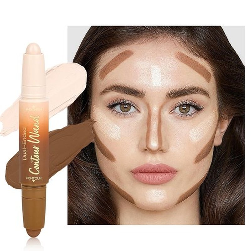 Skiennix Contour Highlighter Stick - 2-in-1 Dual-Ended Cream Bronzer & Highlighter for Easy Makeup Application | Buildable, Waterproof, 01 Neutral Nude + Beige