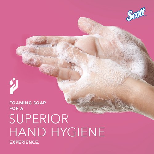 Scott Professional Foam Hand Soap with Moisturizers (11280), 1.5 L, Foaming, Pink, Floral Scent, Under-Counter Refills for Kimberly-Clark Professional Top Mounted Dispensers (2 Bottles)