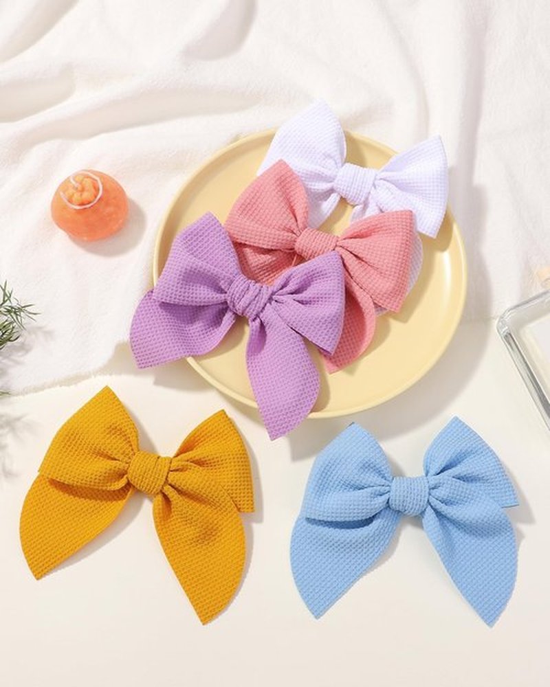 doboi 10PCS Baby Girls Hair Clips Bows Waffle Fable Hair Bows for Girls Hair Accessories for Baby Toddlers Kids 4.5 Inches