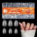 Short Almond Fake Nails 600pcs Pre-shape Gel Acrylic Nail Tips for Full Cover Nail Extension Home DIY Nail Salon 12 Sizes Gelly Tips