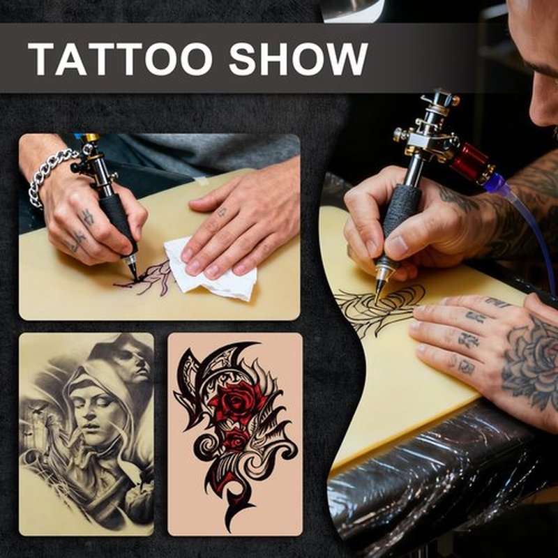 Tattoo Practice Skins Mixed 6Pcs - Autdor 2.5mm & 3mm Realistic Fake Skin Sheets Includes 3x 12*8in and 3x 8*6in for Reusable Double Sided Large Tattoo Skin for Beginners Pro Artists Tattoos Training