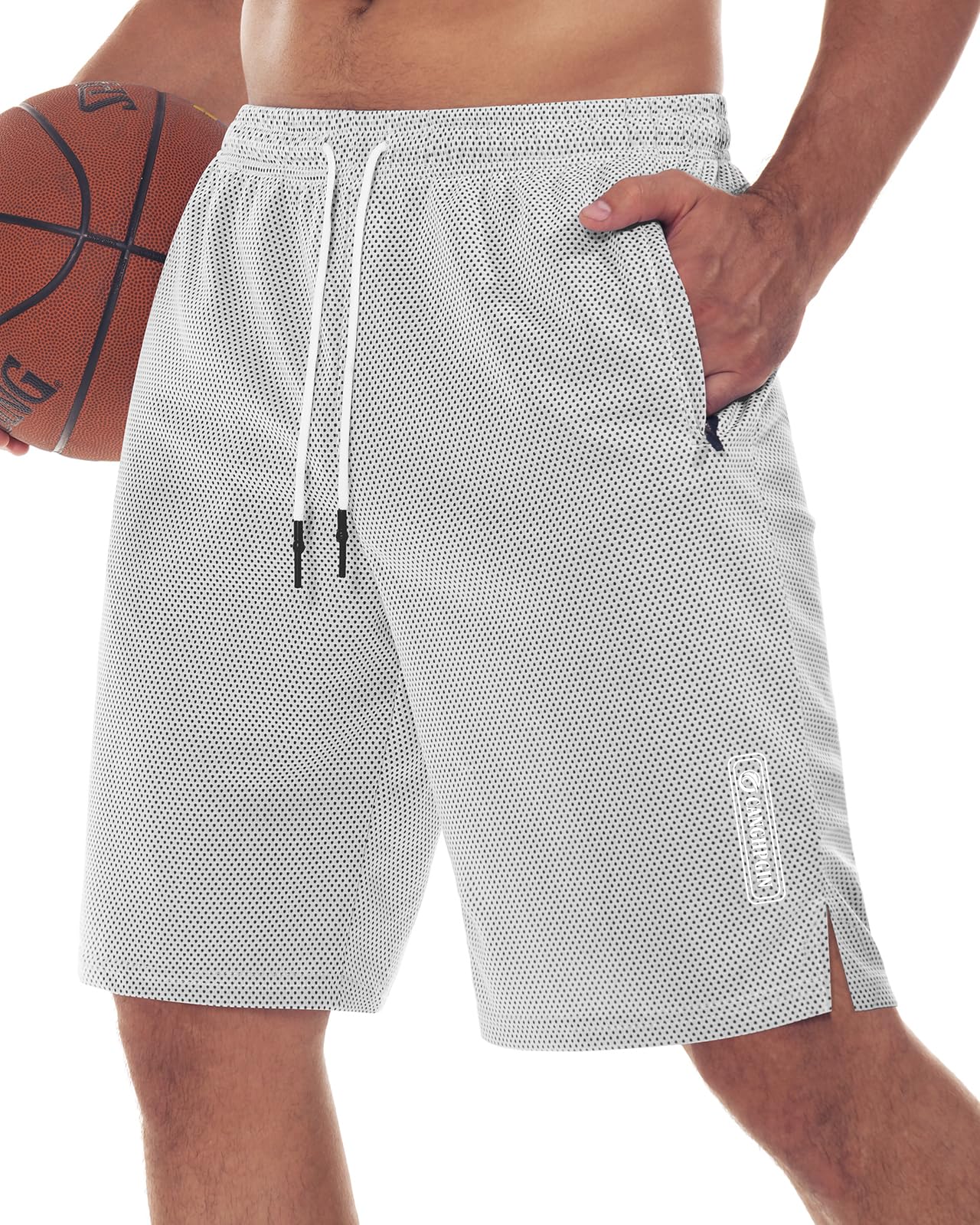 CANGHPGIN Men's Basketball Shorts 9" Mesh Quick Dry Lightweight Athletic Gym Workout Shorts with Zipper Pockets Drawstring