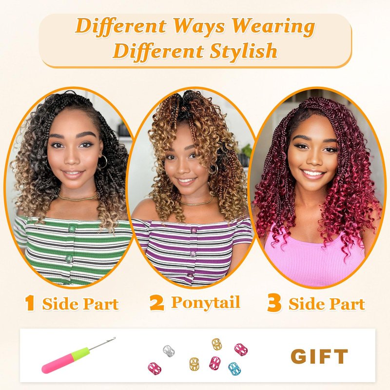 Yewell Goddess Box Braids Crochet Hair - Boho Crochet Box Braids With Curly Ends, 9 Packs Bohomian Box Braids Crochet Hair For Black Women, Pre Looped (10Inch, 1B/30/27)