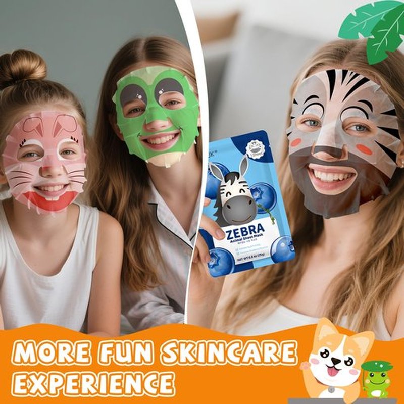 KONEUK 9 Pack Animal Face Masks Skincare for Kids, Bulk Sheet Hydrating Face Mask for Kids Skin Care, Collagen Face Mask for Teens Women, Easter Basket Stuffers, Spa Party Gifts for Teen Girls