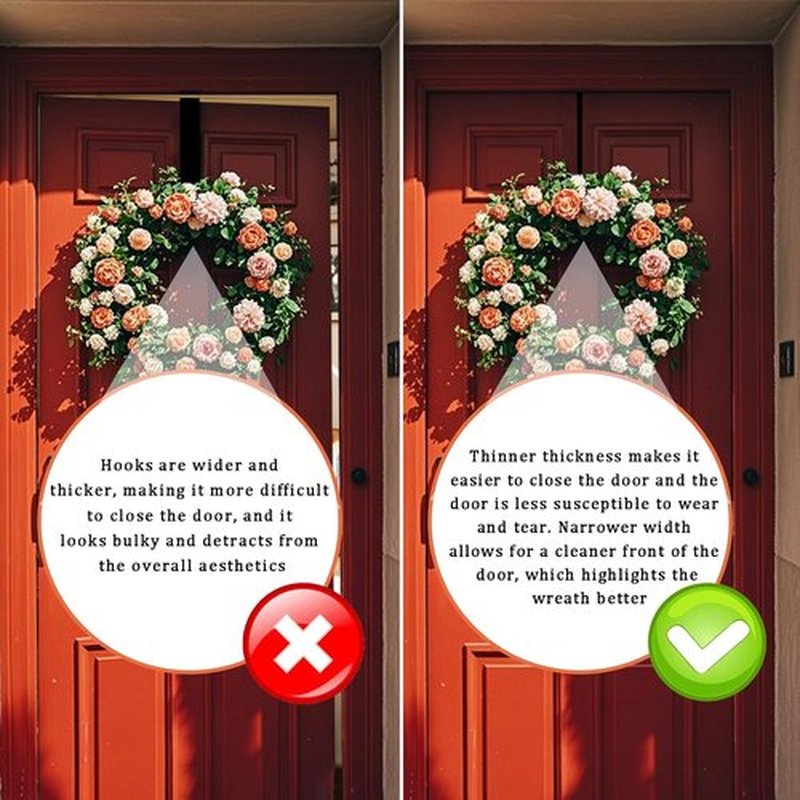 Skiennix 12" Wreath Hangers - Non-Scratch Over The Door Hooks for Holiday Decor | 2 Pack