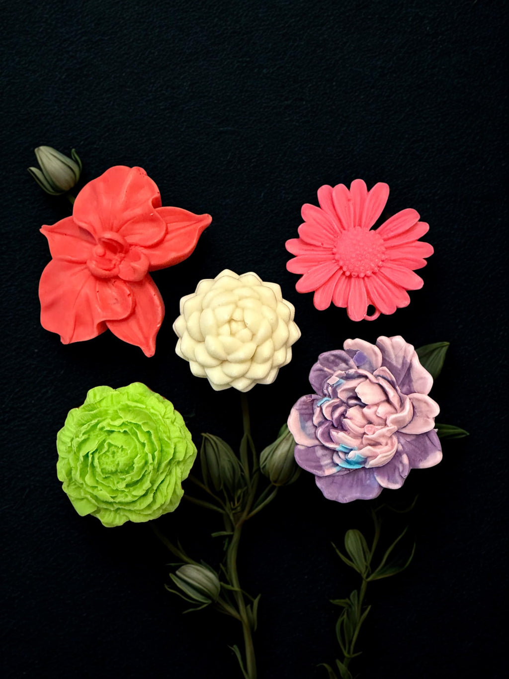 Handmade Succulent Flower Soap Set, Includes 5-6 mini soaps, approxiamately 2 oz.