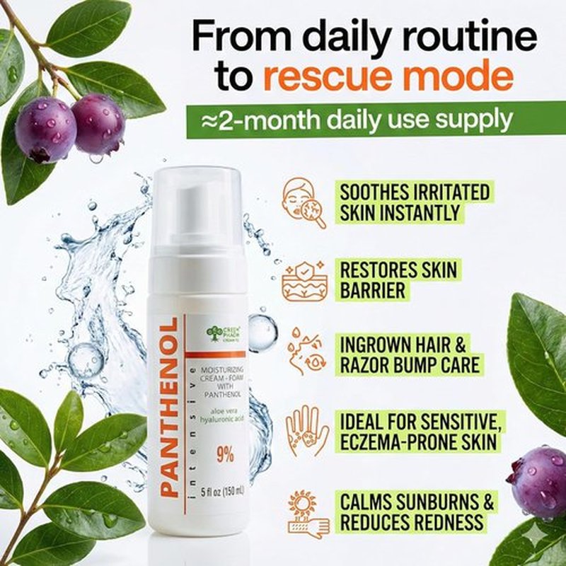 Skiennix 9% Panthenol Foam - After Sun Redness Relief & Barrier Repair | Aloe & Hyaluronic Acid | Safe for Baby & Sensitive Skin