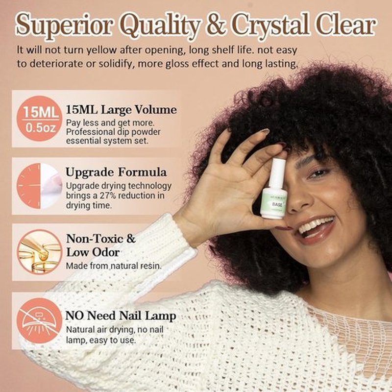 AZUREBEAUTY Dip Powder Liquid Set - 8 Essential Tools for No Lamp Dipping | 15ml Each